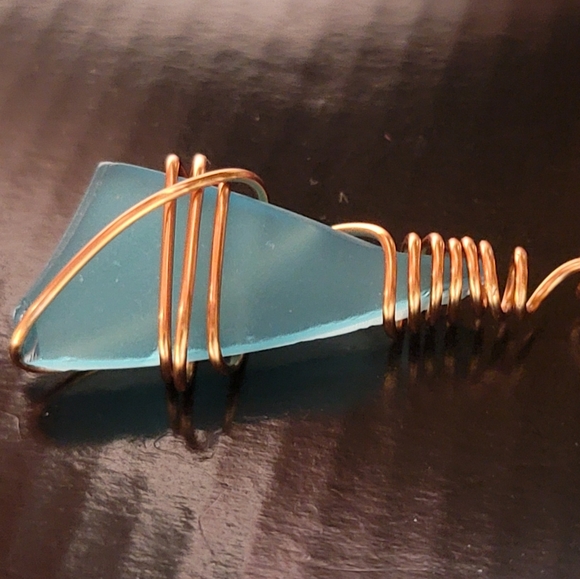 Blue Sea Glass Necklace - Picture 6 of 7